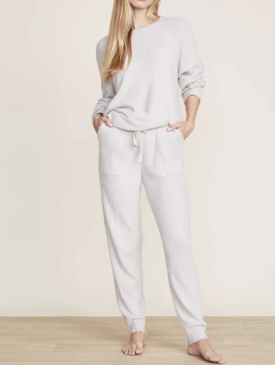 Barefoot Dreams Other - Barefoot Dreams Cozy chic Ultra Lite Jogger Loungewear Crewneck Beige Set Large
